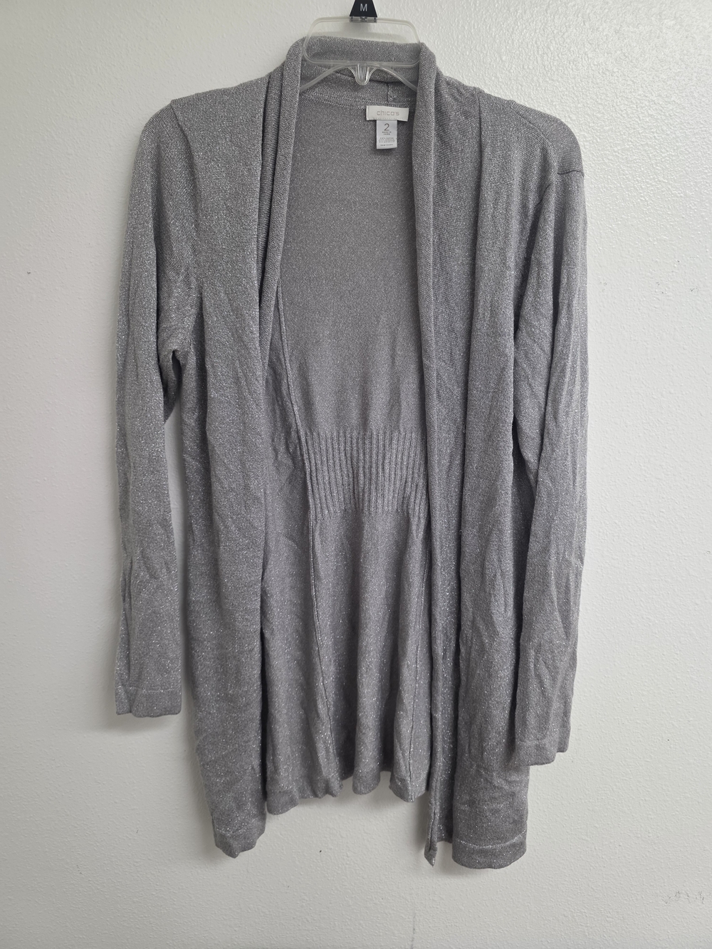 Chico's Gray Shimmer Open-Front Cardigan (0727)